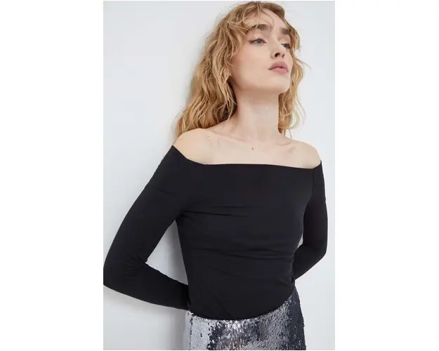 Samsoe Samsoe longsleeve femei, culoarea negru