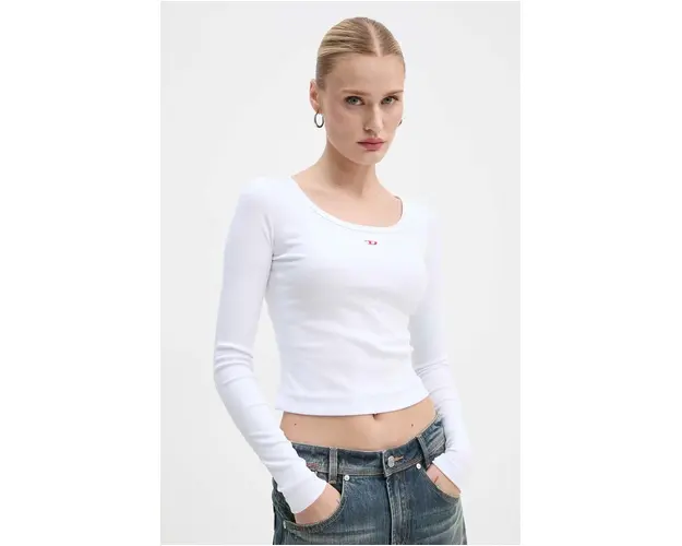 Diesel longsleeve femei, culoarea alb