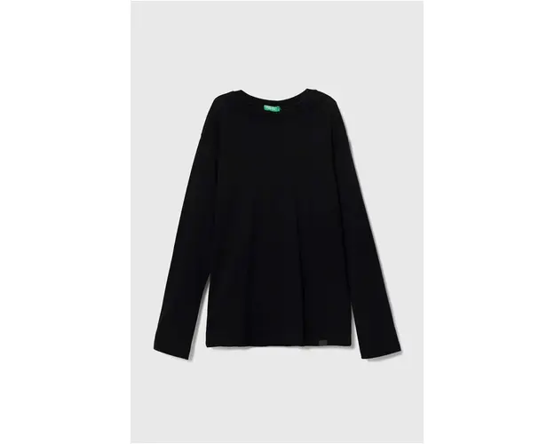 United Colors of Benetton longsleeve din bumbac pentru copii culoarea negru, melanj