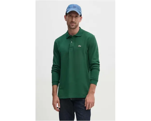 Lacoste longsleeve din bumbac L1312 132 culoarea verde, uni L1312.032-032