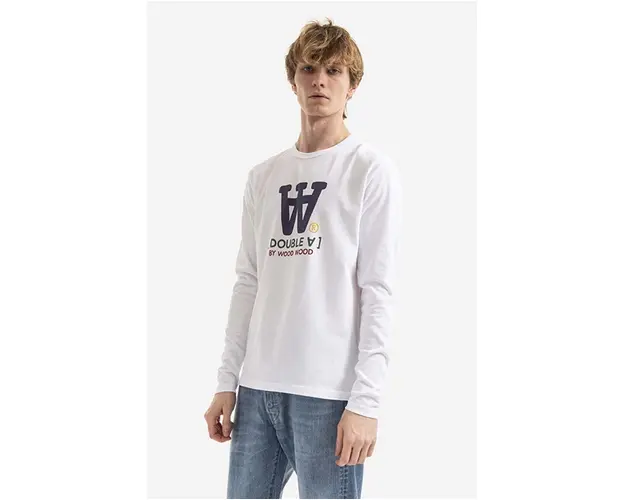 Wood Wood longsleeve din bumbac Mel culoarea alb, cu imprimeu 10285402.2323-WHITE
