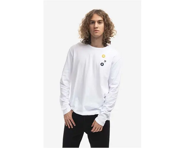 Wood Wood longsleeve din bumbac Mel culoarea alb, cu imprimeu 10235402.2323.WHITE-WHITE