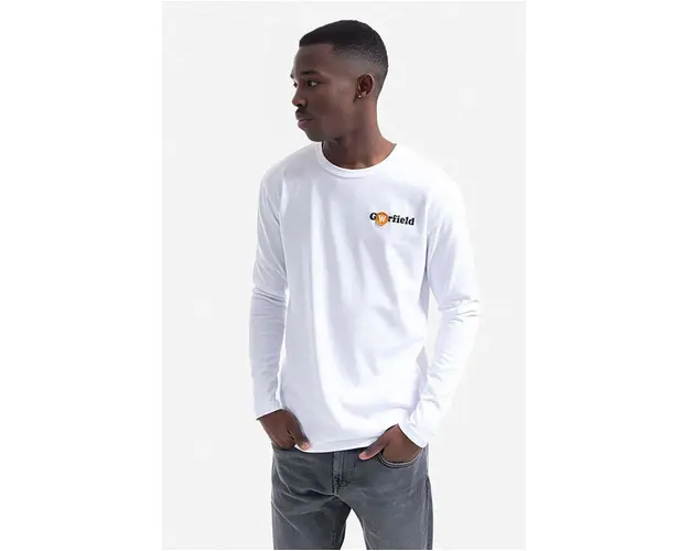 Wood Wood longsleeve din bumbac X Garfield culoarea alb, cu imprimeu 30045402.2323-WHITE