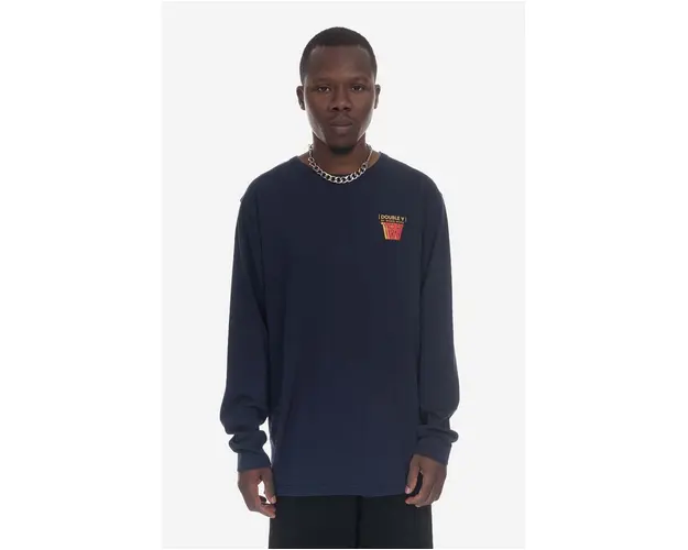 Wood Wood longsleeve din bumbac culoarea bleumarin, cu imprimeu 10255400.2323-NAVY