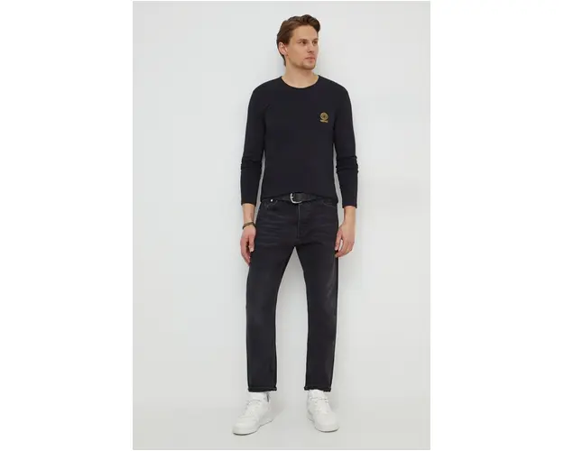 Versace longsleeve barbati, culoarea negru, cu imprimeu