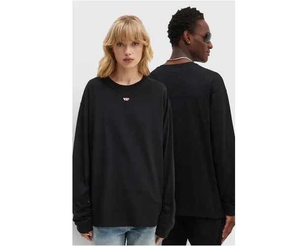 Diesel longsleeve din bumbac T-BOXT-LS-D culoarea negru, neted, A14902.0GRAI