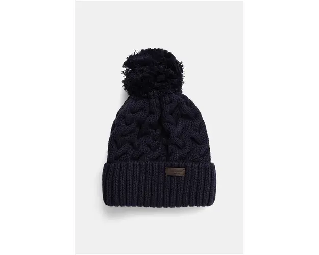 Barbour caciula culoarea albastru marin, din tricot gros, MHA0701