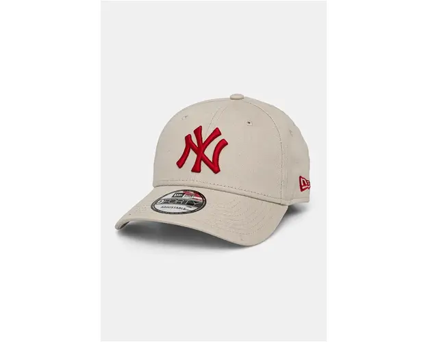 New Era sapca de baseball din bumbac culoarea bej, cu imprimeu, 60240312