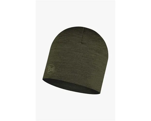 Buff caciula Merino Lightweight culoarea verde, de lana, din tesatura neteda