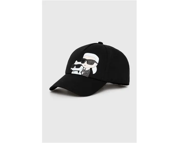 Karl Lagerfeld sapca de baseball din bumbac culoarea negru, cu imprimeu, 245W3403