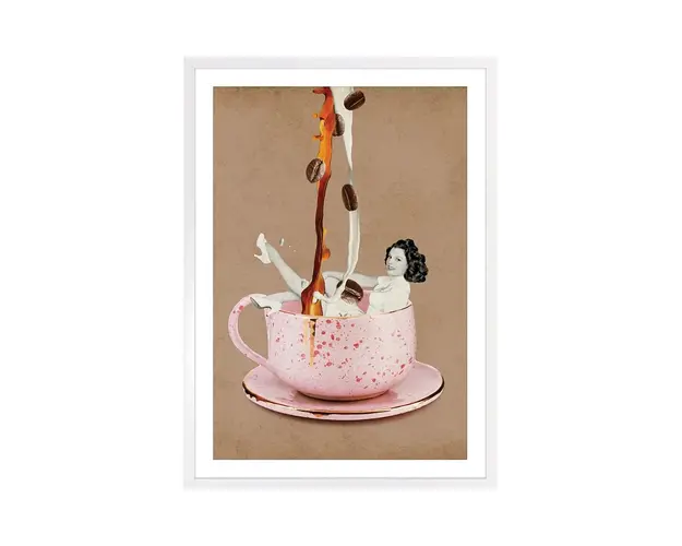 home & lifestyle decorarea peretelui in cadru Dama W Kawie Retro