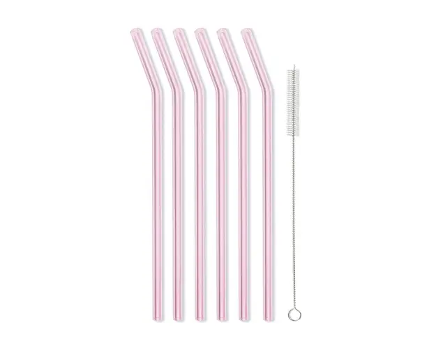 Vialli Design set de paie de sticla cu o perie (6-pack)