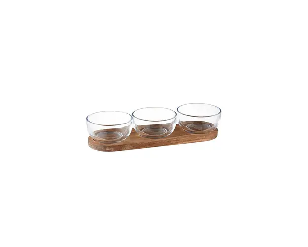 Dorre set de boluri de servire cu covoras de lemn Uri 3-pack