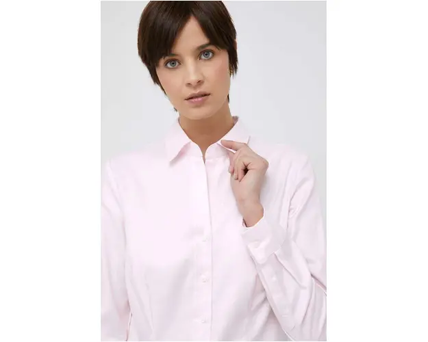 Seidensticker camasa din bumbac femei, culoarea roz, cu guler clasic, slim