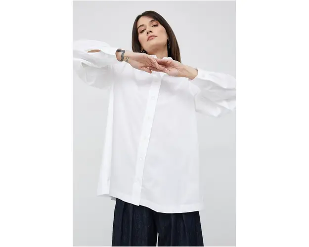 Seidensticker camasa femei, culoarea alb, cu guler clasic, regular