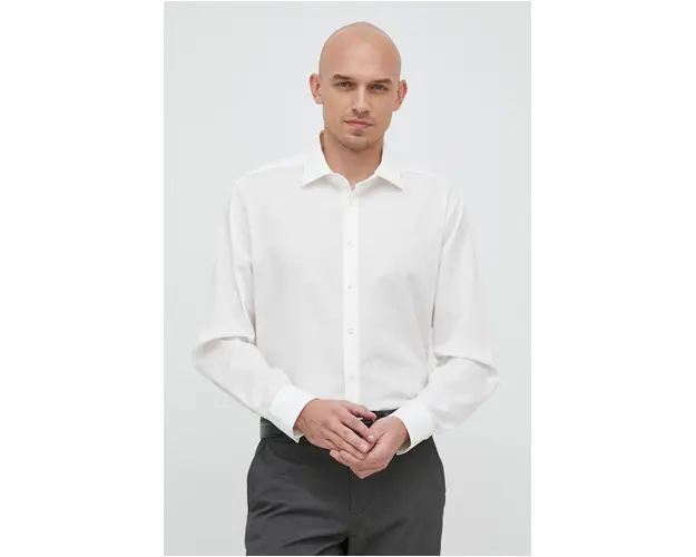 Seidensticker camasa din bumbac barbati, culoarea bej, cu guler clasic, slim