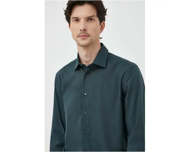 Seidensticker camasa din bumbac barbati, culoarea verde, cu guler clasic, regular