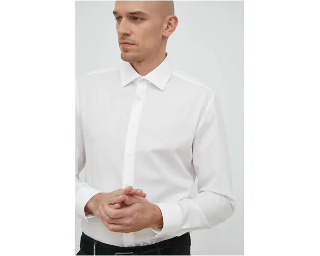 Seidensticker camasa din bumbac barbati, culoarea bej, cu guler clasic, slim