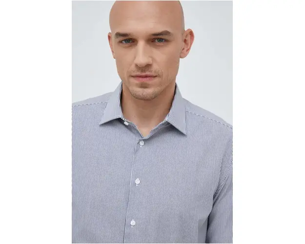 Seidensticker camasa din bumbac barbati, culoarea alb, cu guler clasic, slim