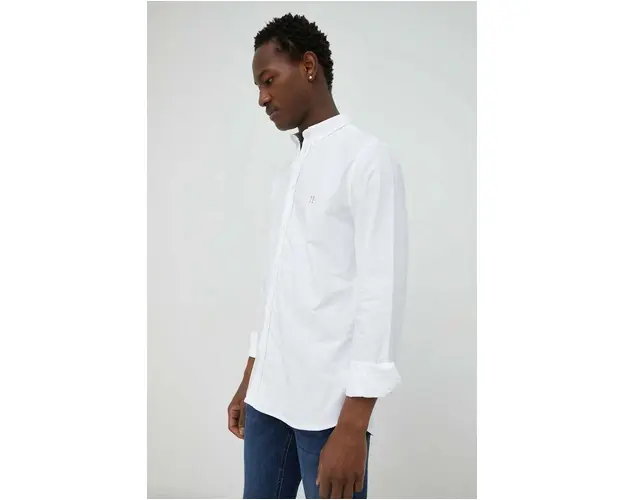 Les Deux camasa din bumbac barbati, culoarea alb, cu guler button-down, regular