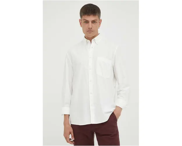 Marc O'Polo camasa barbati, culoarea bej, cu guler button-down, relaxed