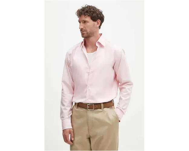 BOSS camasa barbati, culoarea roz, cu guler clasic, regular, 50489830