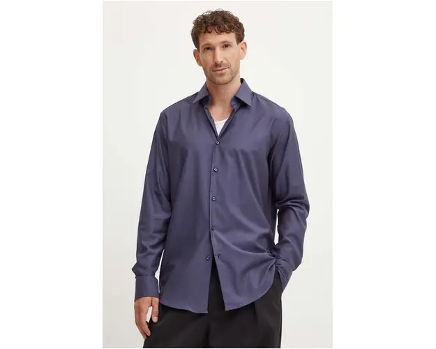 BOSS camasa barbati, culoarea albastru marin, cu guler clasic, regular, 50489830