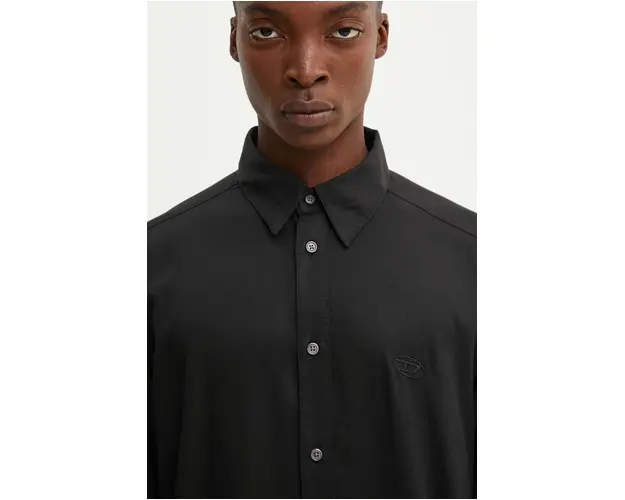 Diesel camasa S-SIMPLY-C barbati, culoarea negru, cu guler clasic, regular, A14415.0HPAG