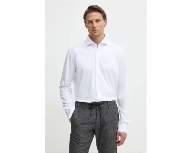 BOSS camasa barbati, culoarea alb, cu guler italian, regular, 50473313