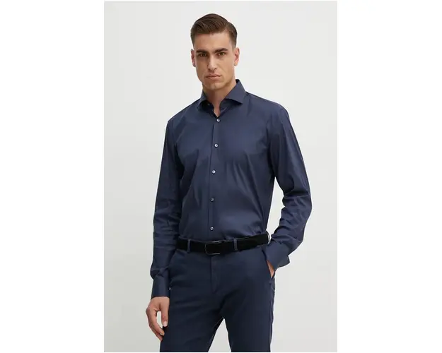BOSS camasa barbati, culoarea albastru marin, cu guler italian, regular, 50479915