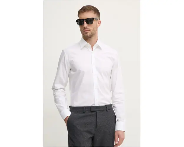 BOSS camasa din bumbac barbati, culoarea alb, cu guler clasic, slim, 50479922