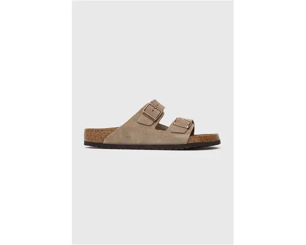 Birkenstock papuci din piele Arizona barbati, culoarea bej, 51461