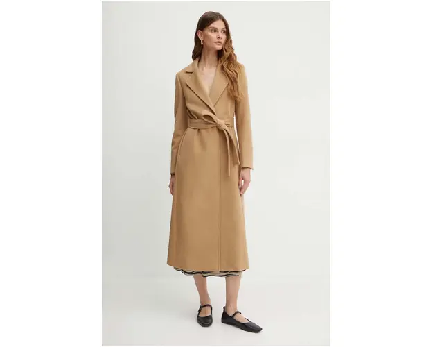 MAX&Co. palton de lana culoarea bej, de tranzitie, desfacut, 2418011034200