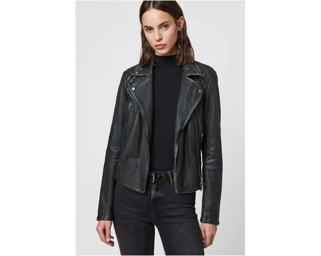 AllSaints geaca ramones de piele femei, culoarea negru, de tranzitie