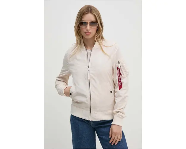 Alpha Industries geaca bomber MA-1 TT femei, culoarea bej, de tranzitie 141041.578-white