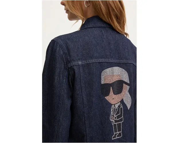 Karl Lagerfeld geaca jeans femei, culoarea albastru marin, de tranzitie, 236W1408