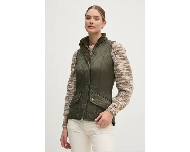 Barbour vesta Cavalry Quilted Gilet femei, culoarea verde, de tranzitie, LGI0016