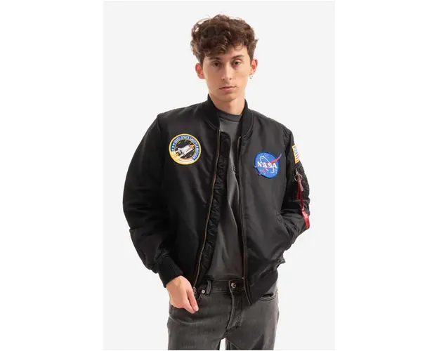 Alpha Industries geaca bomber MA-1 VF NASA barbati, culoarea negru, de tranzitie 166107.03-black