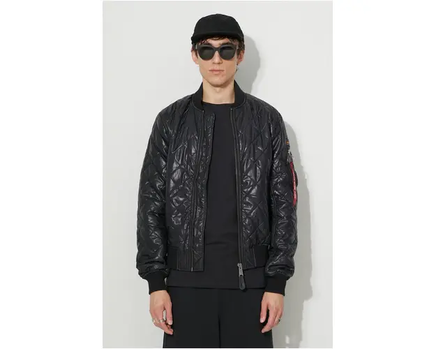 Alpha Industries geaca bomber MA-1 DQ barbati, culoarea negru, de tranzitie 106112.03-black