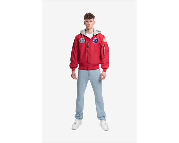 Alpha Industries geaca bomber Alpha Industries MA-1 Zip Hood Apollo 136106 665 barbati, culoarea rosu, de tranzitie 136106.665-red