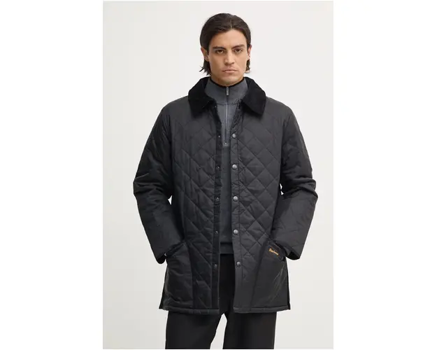 Barbour geaca le Quilt barbati, culoarea negru, de tranzitie, MQU0001