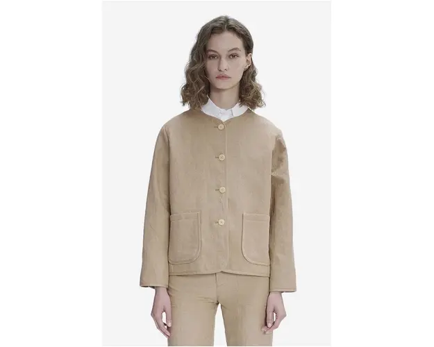 A.P.C. sacou de in culoarea bej, oversize, uni LIAEO.F02803-BEIGE