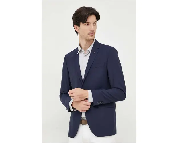 Karl Lagerfeld geaca de lana culoarea albastru marin