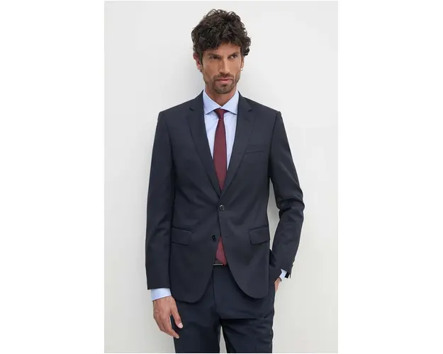 BOSS geaca de lana culoarea albastru marin, 50469171