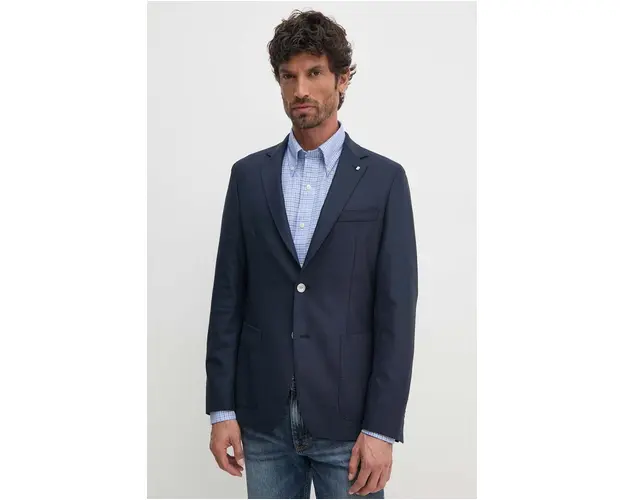BOSS geaca de lana culoarea albastru marin, 50480317