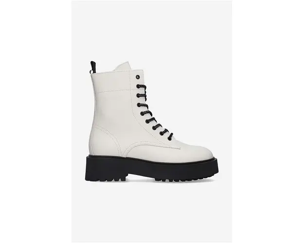 Filling Pieces bocanci de piele Jenn femei, culoarea alb, cu toc plat, 55628221812