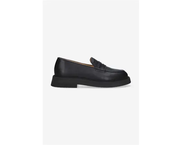A.P.C. mocasini de piele femei, culoarea negru, cu toc plat PXBAA.F53276-BLACK