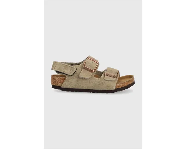 Birkenstock sandale din piele intoarsa pentru copii Milano culoarea bej