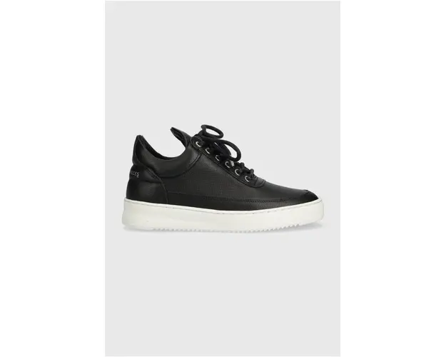 Filling Pieces sneakers din piele intoarsa Low top Bianco Perforated culoarea negru, 10128821861.