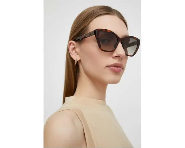 Moschino ochelari de soare femei, culoarea galben